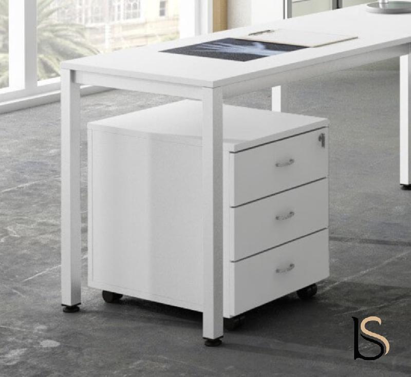 Caisson à roulettes pour bureaux Pyramid - 3 tiroirs, Blanc_1