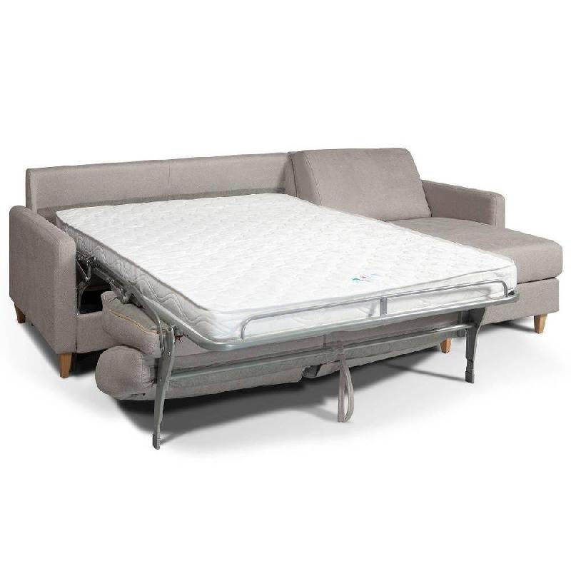 Canapé convertible d'angle Oslo - Matelas 16 cm - Système express - Sommier lattes Renatonisi - Tweed gris graphite_1