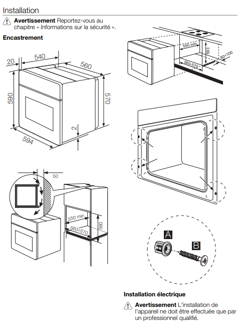 Four multi-fonction encastrable d'occasion - ELECTROLUX - 56L, A, Pyrolyse, Porte froide, Inox_1