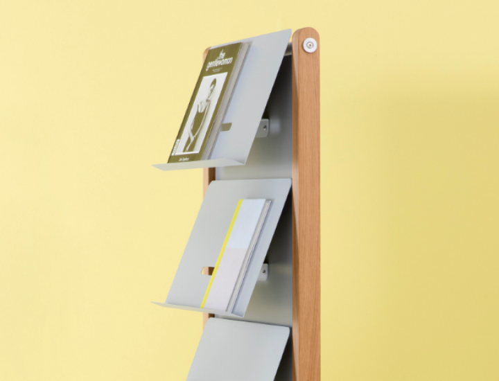 Présentoir à fixation murale, sur pied ou sur roulette - ROUND 20 - Ref : 4070.Grey_1