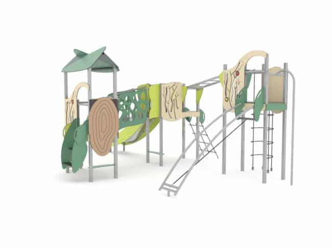 Structure multi-activités métallique organik - LD1OR3061 - Ludoparc - 3 tours - Inox - HPL_1