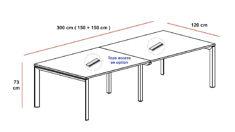 Table de réunion Star, pieds chromés - Mobel Linea - Non, Acacia clair_1