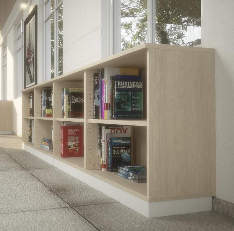 Étagère basse en bois - Mobel Linea - 80, Avec socle de finition, Acacia clair_1