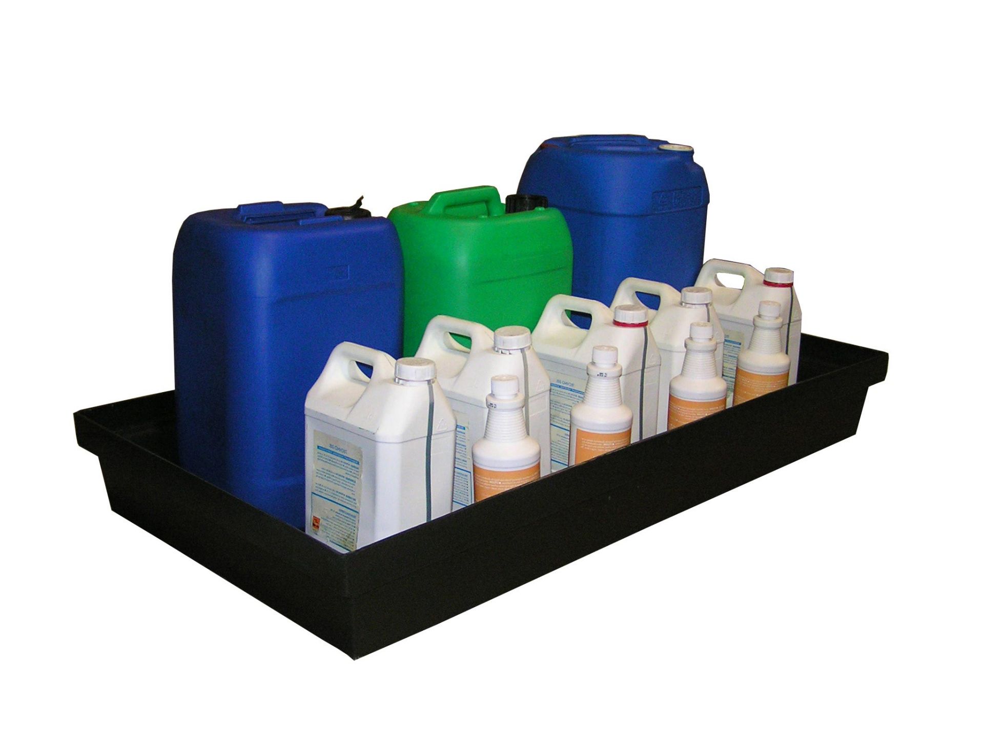 Bac de rétention 90 L en polyéthylène - Avec caillebotis - Stockage de flacons et petits bidons - Résistant et traité UV_1