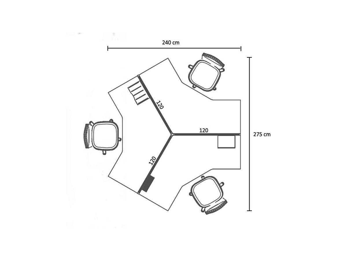 Bureau bench 3 personnes avec cloisons, idéal pour meubler un open space - ALIA_1
