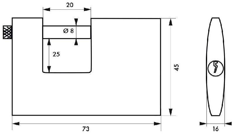 Cadenas à clé Cargo 70 mm Transit 2 - corps laiton monobloc, anse inox, compatible systèmes HG5, Adriatic_1