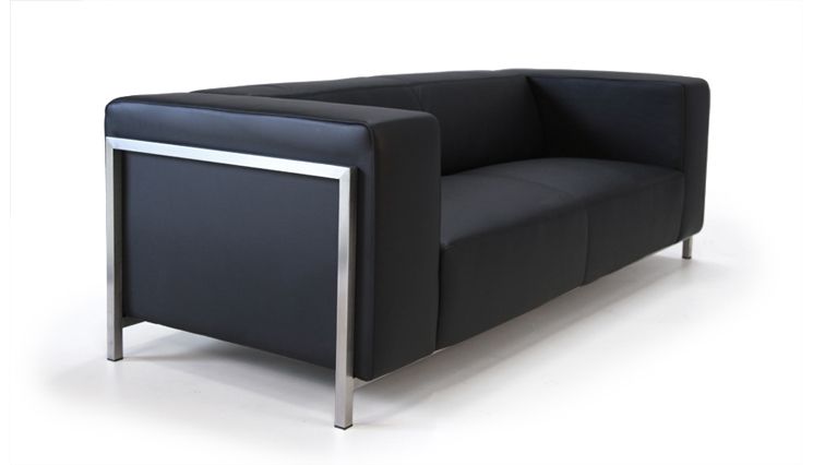 Canapé Allen - cuir pleine fleur, structure bois massif et acier inox, 2 ou 3 places_1