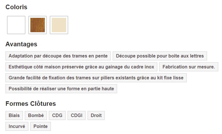 Clôture PVC CL 03 E / TYPE 06 E - CG Pro - embout plat - traverses inox gainées - claire voie_1