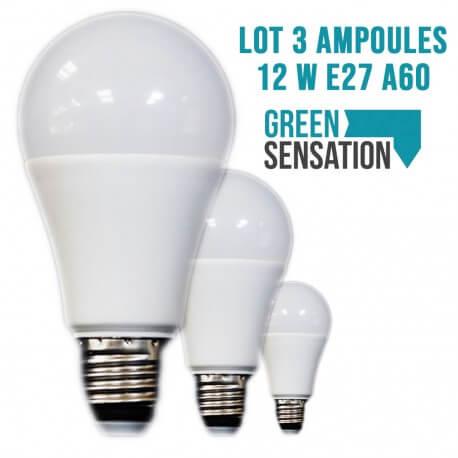 Pack de 3 ampoules LED 12W E27 A60 - Blanc neutre - Équivalent 80W incandescent - 1050 lm - Classe A+_1