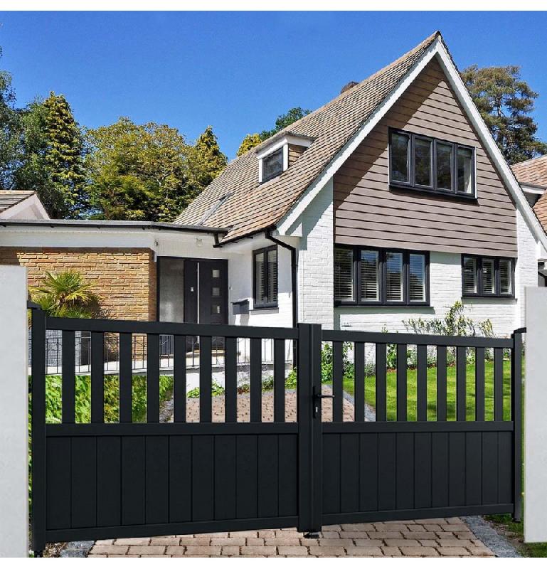 Portail aluminium Lille - portlille300140g - design chic, motorisable, coloris gris anthracite (RAL 7016)_1