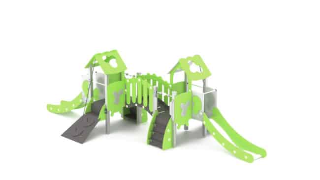 Structure multi-activités métallique chlorophylle bastide - LD1BPMET3900 - 2 tours pour enfants 1,5-6 ans - Ludoparc_1