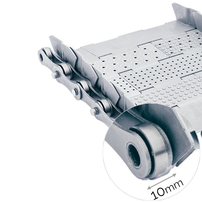 T63 - Bandes transporteuses métalliques - AL Industrie - tailles nominales de 100 à 3 000 mm - tapis au pas de 63 mm pour copeaux et tôles_0