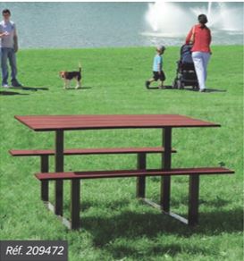 Table de pique-nique PMR - plateau rallonge pour fauteuil roulant - RIGA - acier peint et compact stratifié 18 mm_1