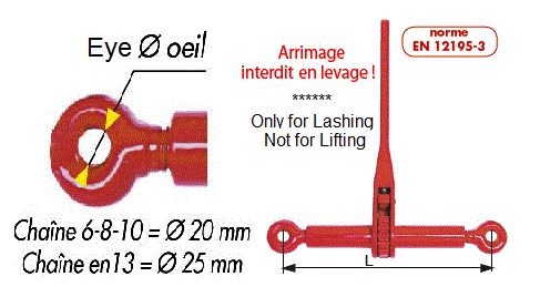 Tendeur d'arrimage - express - à cliquet à œil - pour chaîne diamètre 6 mm - EU-LBE-6_1
