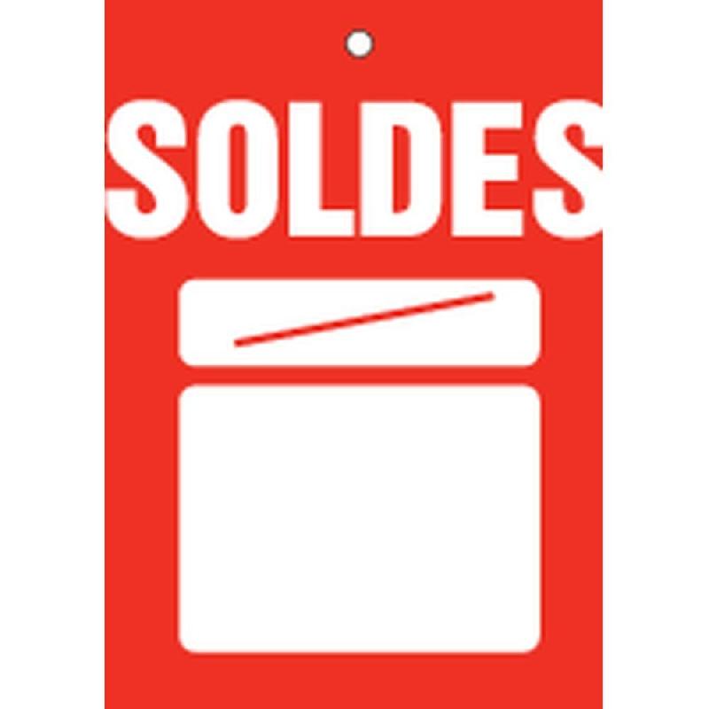 Étiquette à trou Soldes Tradition rouge avec zones de prix 48x66mm - par 500 - Rouge et Blanc - Papier_1