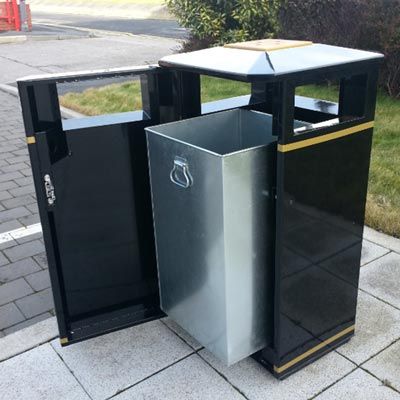 Invicta - Poubelle publique Glasdon - 110 litres - Métallique extérieure, anti-corrosion_1