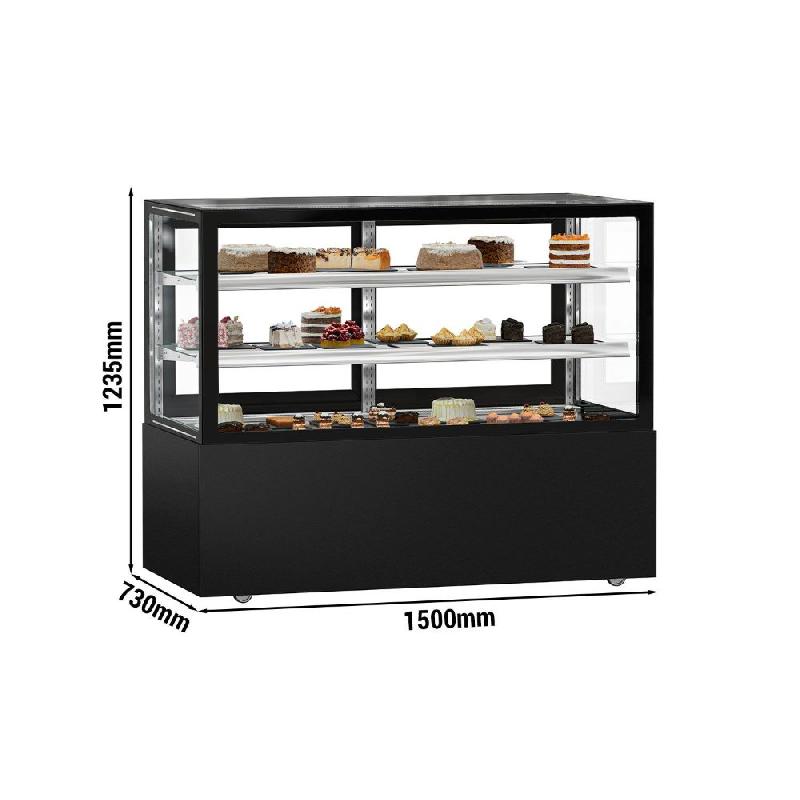 Vitrine réfrigérée pour pâtisserie MADRID - 1500 mm - 2 étagères - Noir_1