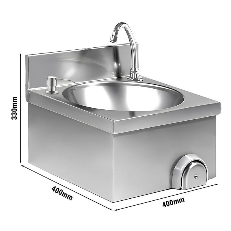 Lave-mains à commande fémorale avec distributeur de savon_1