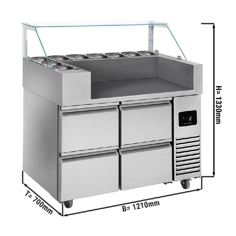 Meuble chariot réfrigéré pour Crêpes, Gaufres, Planchas - 4 tiroirs | QDM_1