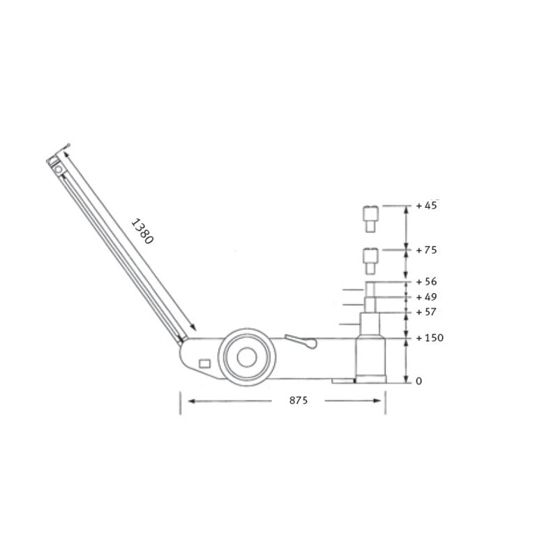 Cric hydro-pneumatique spécial poids lourds - Unicraft WWH 60000 PH - 6201112 - Capacité 20/40/60 t - Hauteur de levage 312/256/207 mm_1