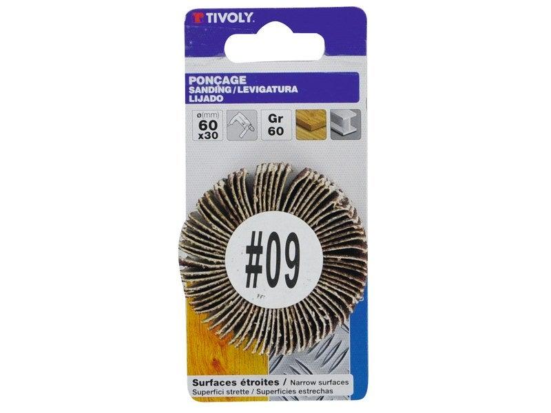 Roue à lamelles abrasive TIVOLY - Métal - Diamètre 60 mm - Grain 60 - Pour perceuse_1