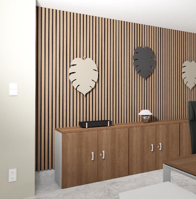 Armoire basse à portes battantes - Mobel Linea - 100, Gris aluminium, Acacia foncé_1