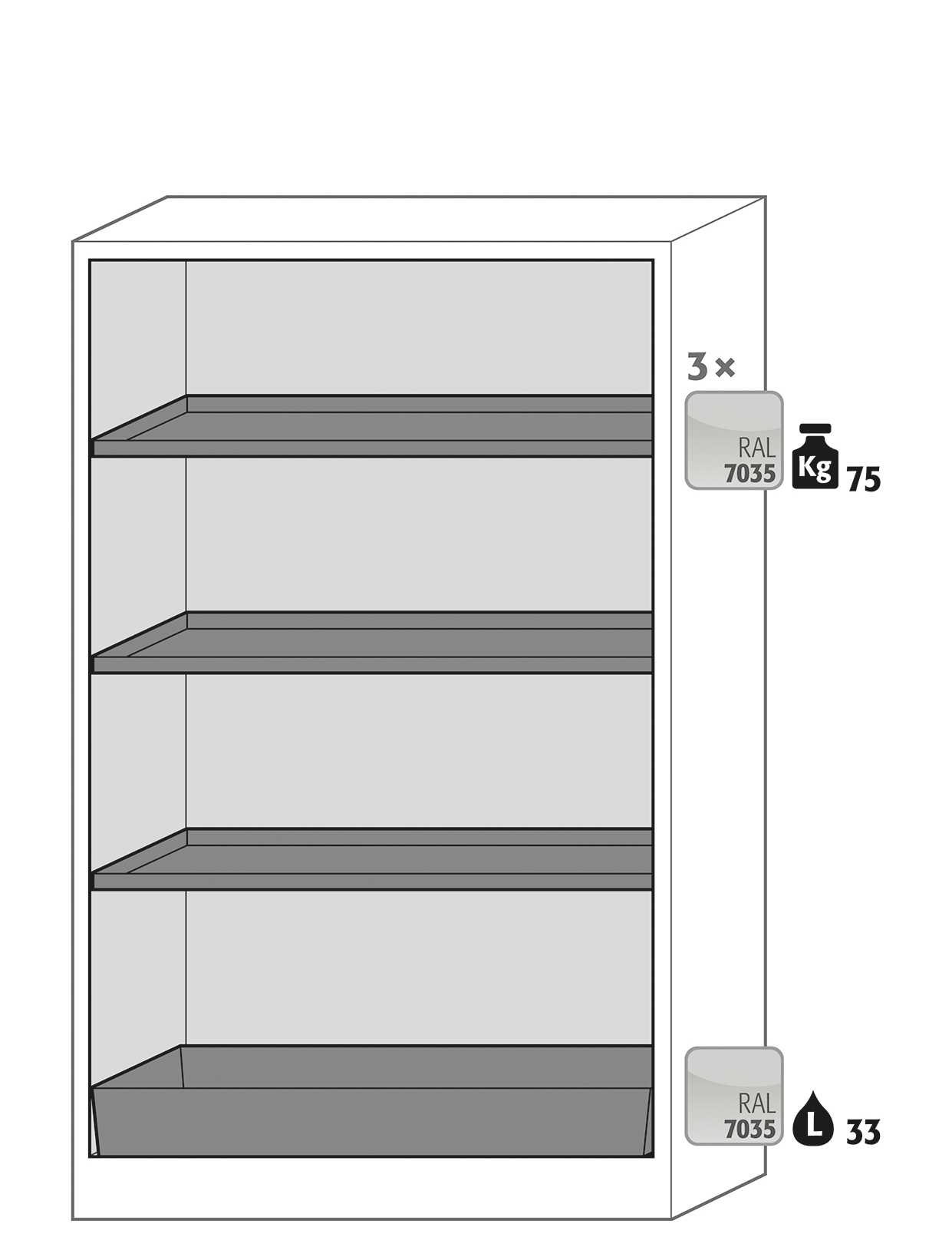 Armoire de sécurité Q-PEGASUS-90 - Modèle Q90.195.120.WDAC - Réf 30002-048-33637 - Type 90 pour substances inflammables selon NF EN 14470-1_1