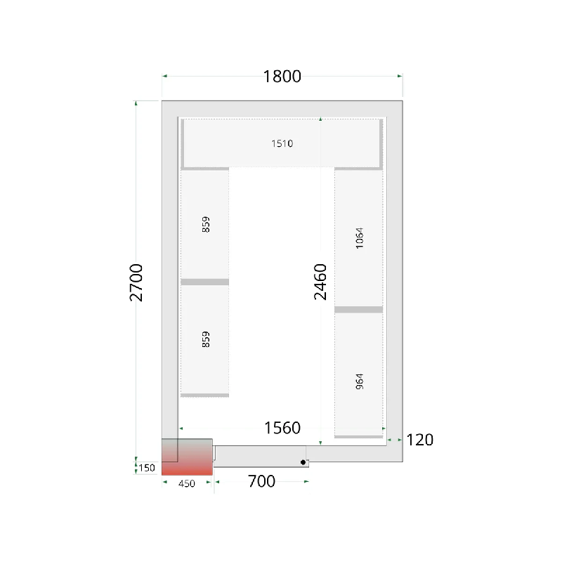 Chambre froide négative CRNF1827 Blanc 1800 x 2700 x 2200 mm TEFCOLD_1