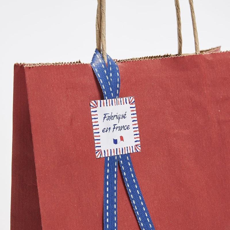 Etiquette cadeau adhésive Fabriqué en France blanc 35x35mm - par 500_1