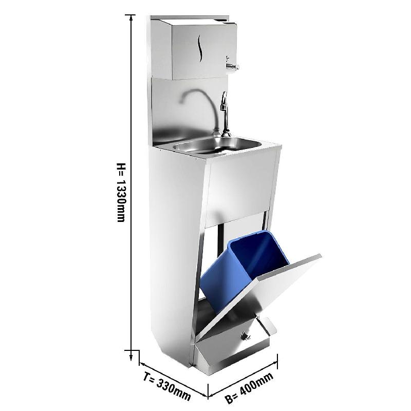 Lave-mains avec pédale et distributeur de savon / papier | P 330 mm_1
