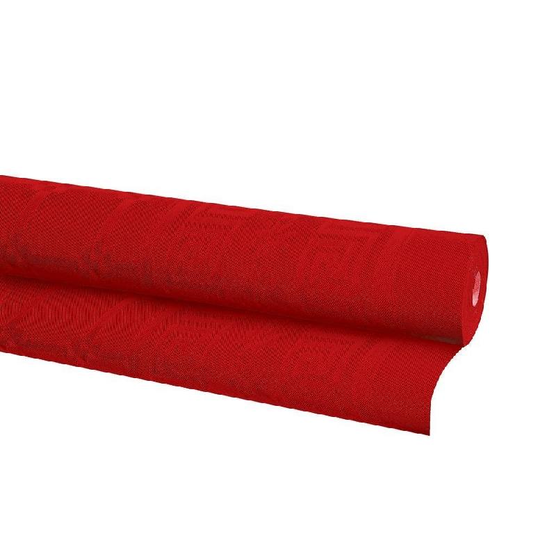 Nappe en papier damassé rouge - Rouleau 1,20x50m_1