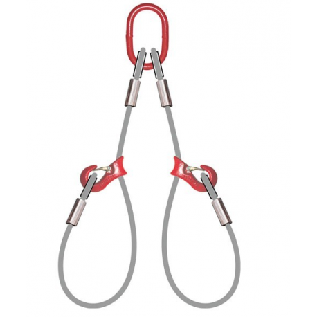 Elingue câble 2 brins - 2 crochets coulissants Référence 4738_1