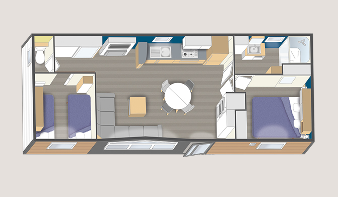 Mobil home 10.20 - 2 chambres et 1 salle de bains - 40 m² - 4 à 6 personnes - Dimensions 10 x 4 m_1