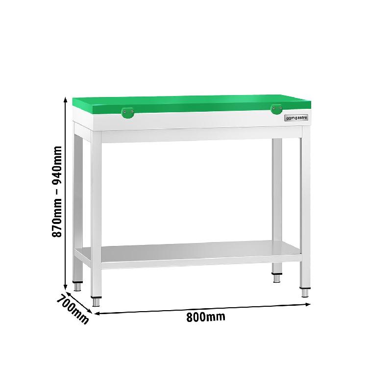 Table inox de découpe avec plan vert - Profondeur 700 mm | Ggm - 800_1
