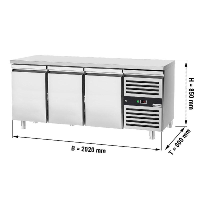 Tour pâtissier réfrigéré 3 portes et plan en inox - P 800 mm |  BKJ208ND_1