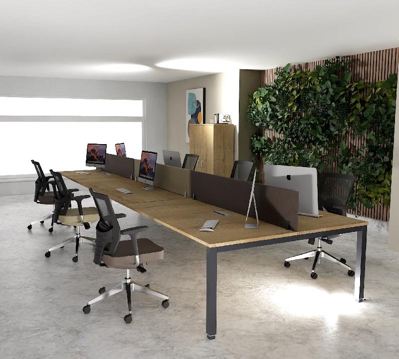 Bureau 6 personnes Tempo - Mobel linea - Anthracite, 360, Chêne veiné_0