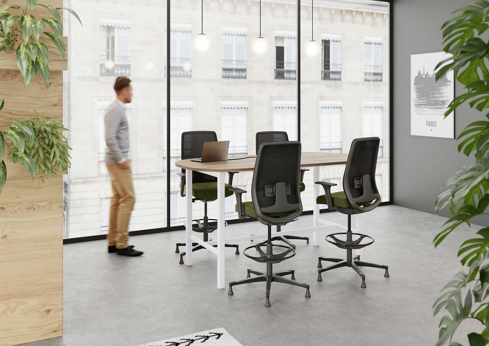 Fauteuil de bureau ergonomique - Haut Munik pour dessinateurs et architectes, avec soutien lombaire 2D et repose-pied réglable_1