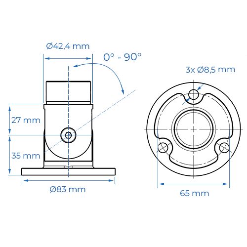 Platine murale orientable inox Ø42,4_1