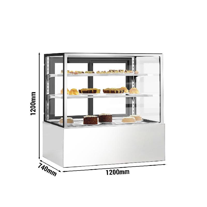 Vitrine réfrigérée pour pâtisserie - 1200 mm - 2 étagères - Inox_1