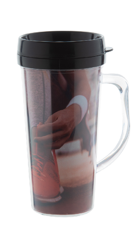 Mug thermos publicitaire - plastique double paroi - 450 ml - logo entre les parois_1