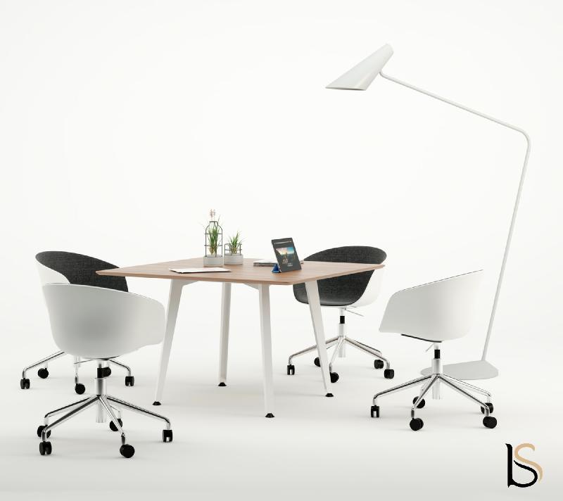 Table de réunion carrée Arky - Oui, Blanc, Cerisier_1