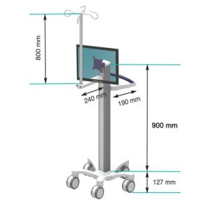 E Cart LD 7 - Pré-configuration pour écran - Chariot informatique médical - Ergonoflex - Aluminium anodisé - 25 kg_1