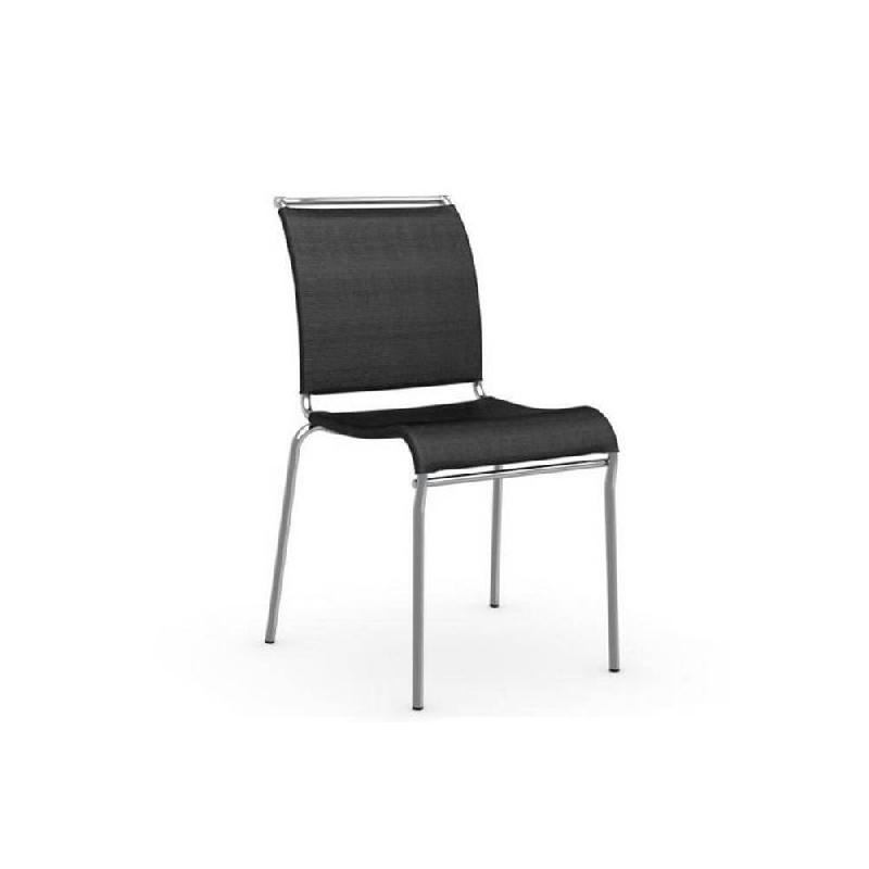 Lot de 2 chaises italiennes AIR - structure en acier chromé - assise en tissu NET noir respirant et lavable_1