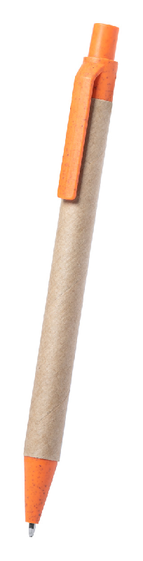 Stylo bille en papier recyclé - attributs en plastique écologique - encre bleue - couleur orange_1