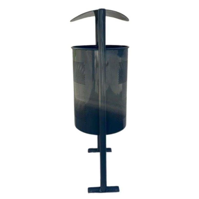 Corbeille métal avec couvercle - 60 litres - Acier avec finition peinture époxy - Fixation au sol_1