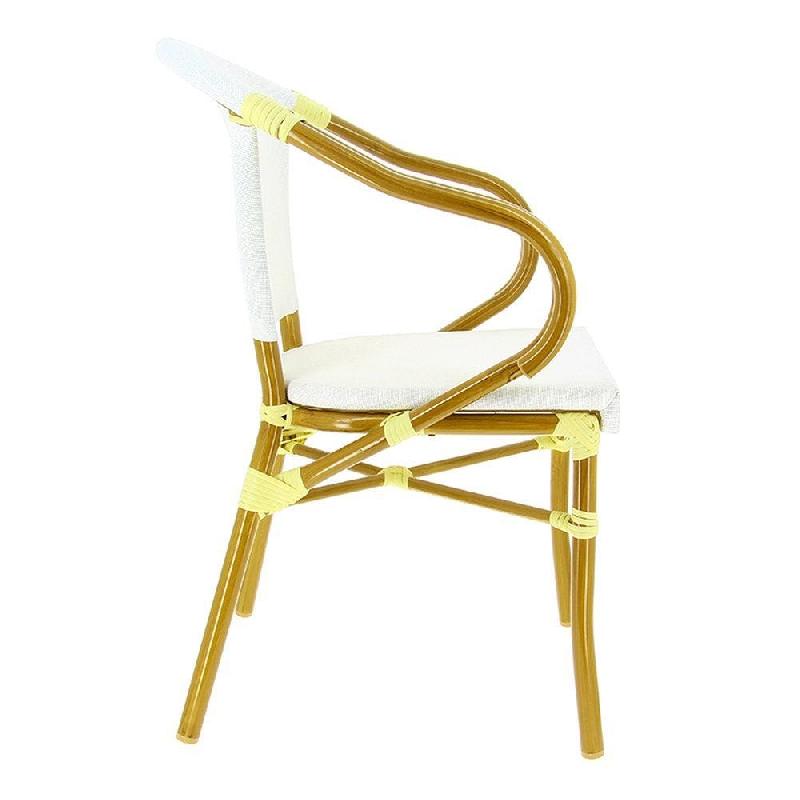 Fauteuil empilable d'extérieur en aluminium et textylène Biarritz coloris écru_1