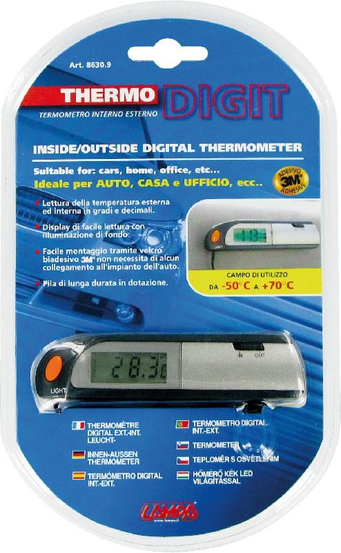 LAMPA - Thermomètre digital intérieur/extérieur avec éclairage - Température -50°C à 70°C - Câble 3m - SYNCHRO_1
