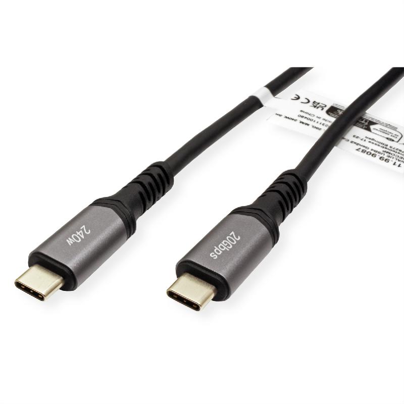 VALUE Câble USB4 Gen2x2, C–C, M/M, 4K UHD-1, 20Gbit/s, 240W, noir, 2 m_1