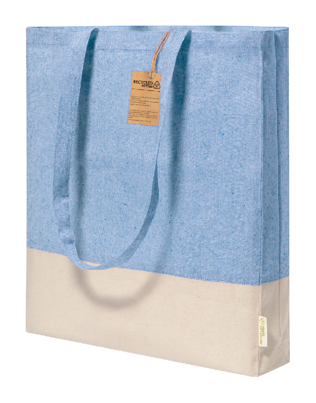 Tote bag en coton recyclé bicolore - avec soufflet et anses longues - 100% coton recyclé 120 g/m²_1