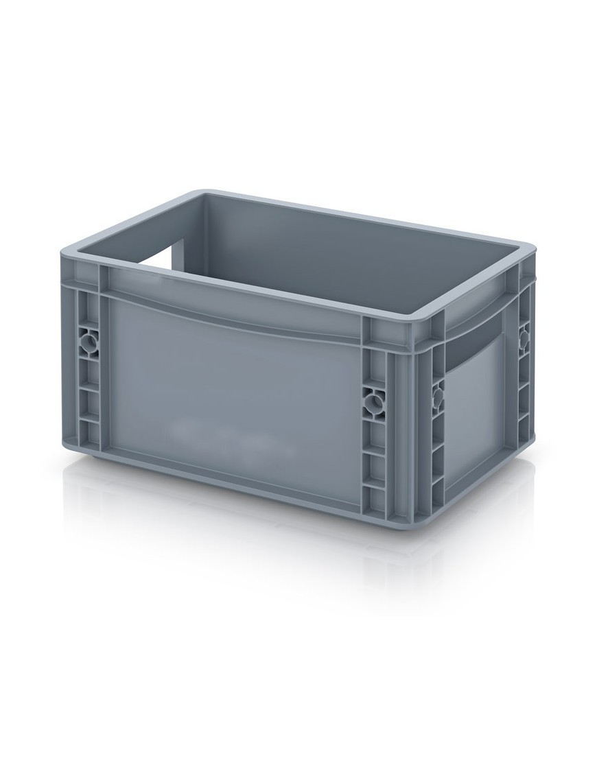 Bac gerbable norme Europe 300 x 200 mm - alimentaire - polypropylène - fond et parois pleines - coloris gris_1